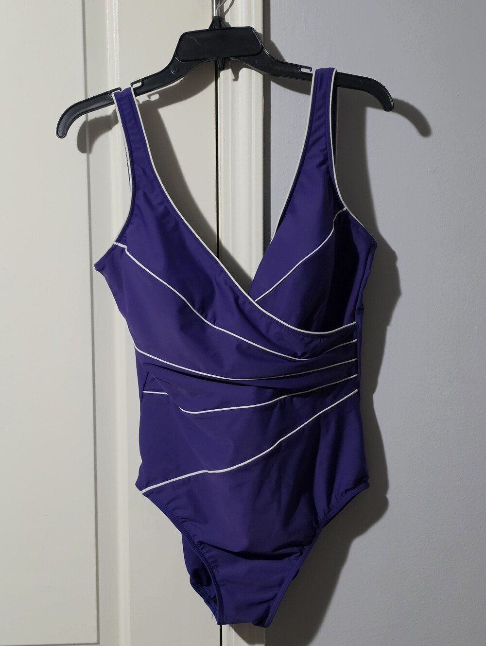 Miraclesuit Purple Swimsuit with White Trim